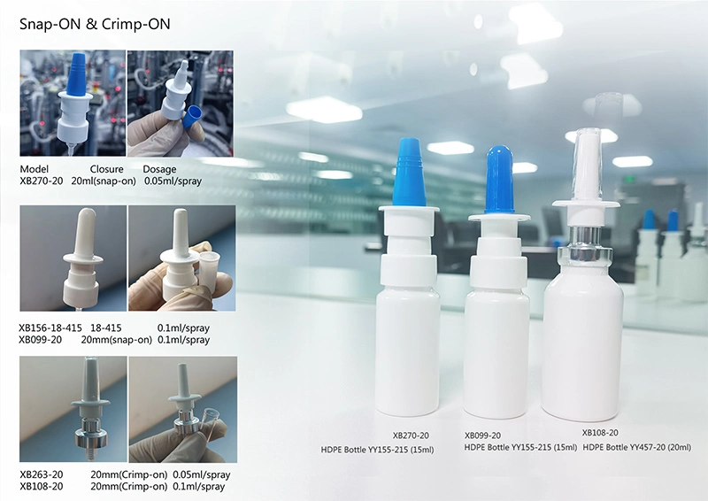 18/415 Nasal Spray Pump with 10ml 15ml 20ml Plastic HDPE, Pet Bottle