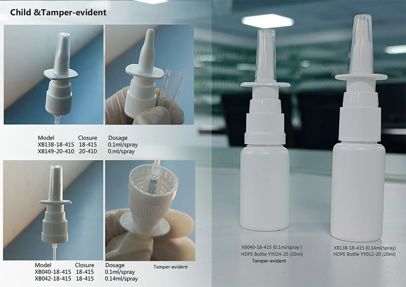 18/415 Nasal Spray Pump with 10ml 15ml 20ml Plastic HDPE, Pet Bottle