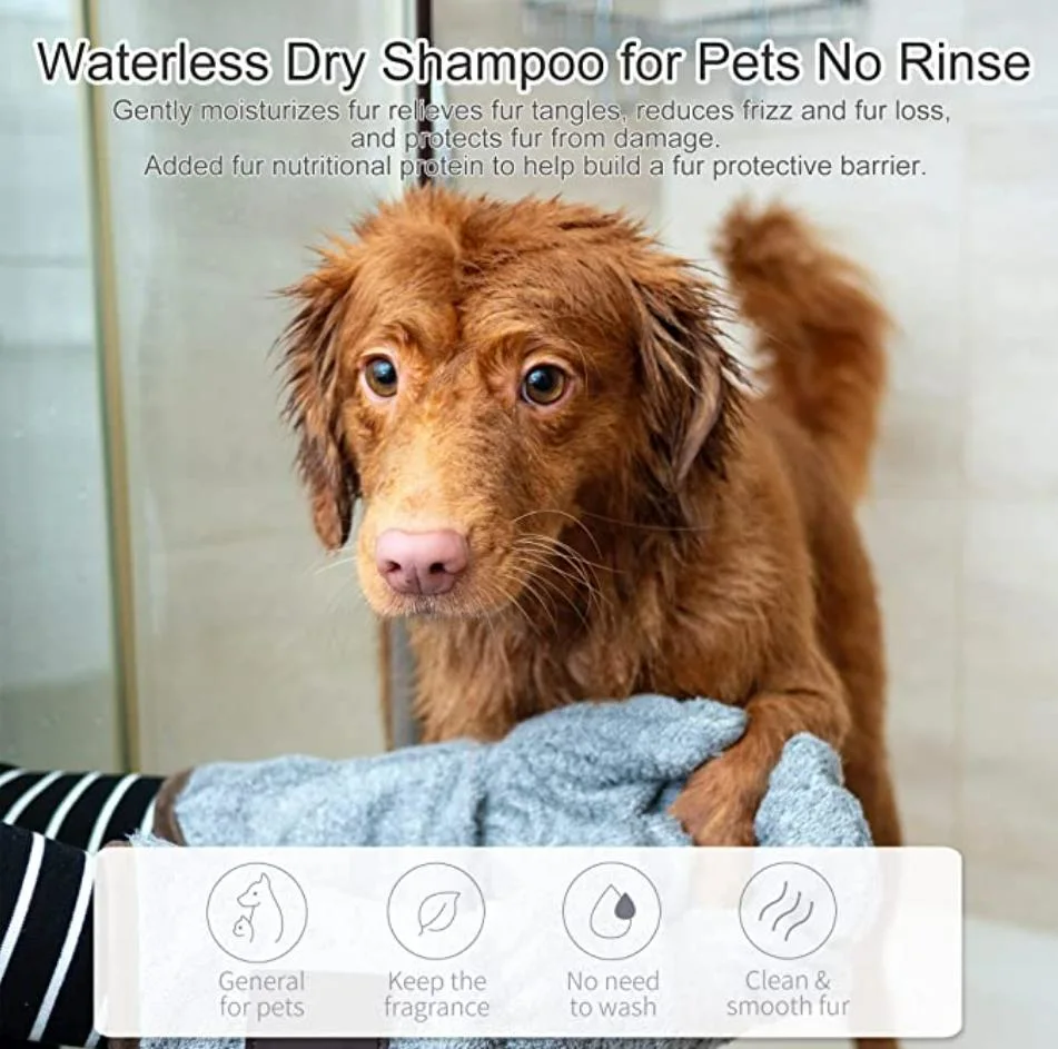 Natural & Hypoallergenic Pet Shampoo Foam Waterless No-Rinse Dry Shampoo for Dogs