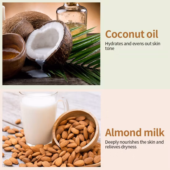 Benutzerdefinierte Logo Body Cosmetics Hautpflege Kokosnuss- und Milch-Körperlotion